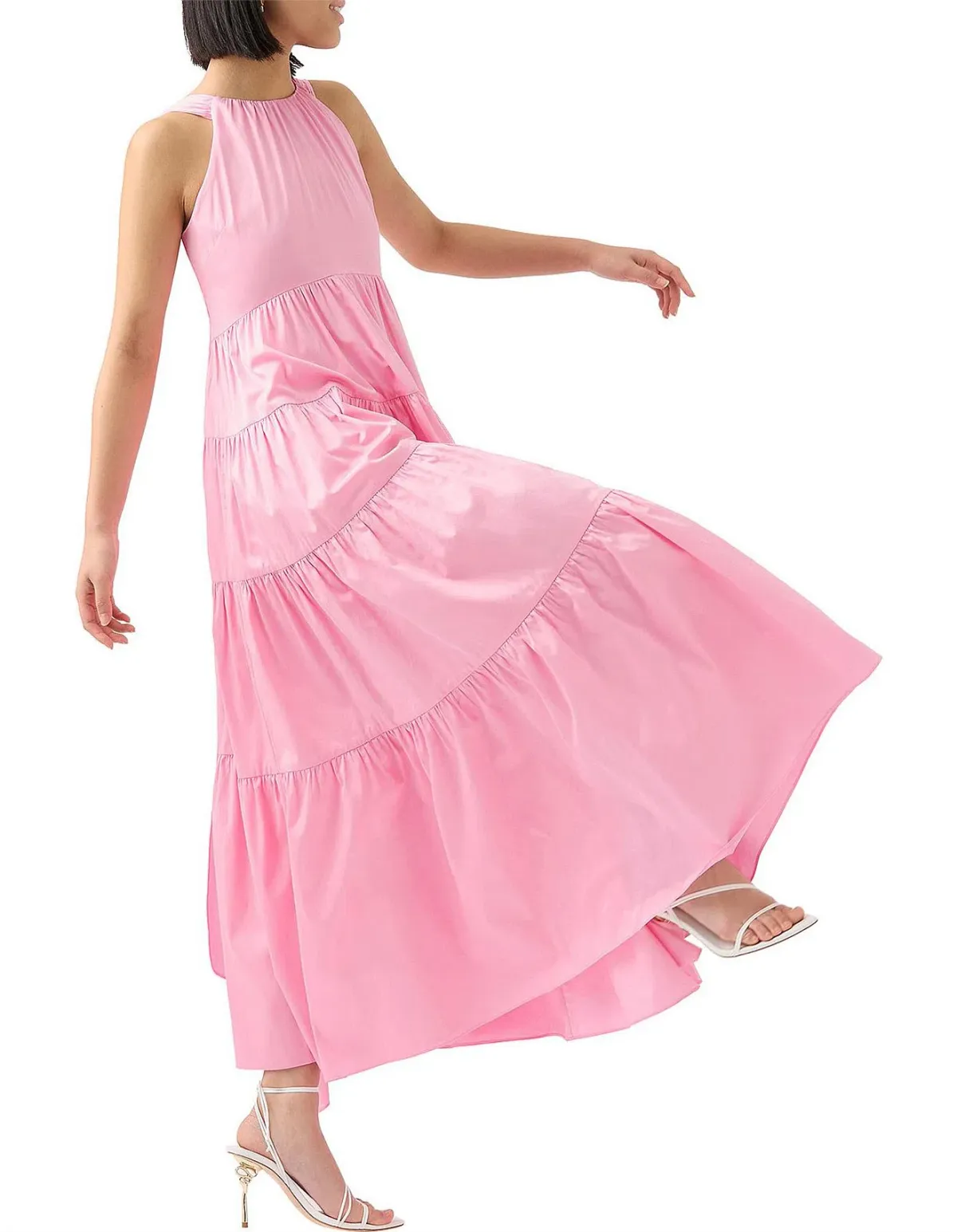Aje Marguerite Tie Back Cotton Maxi Dress Pink Size 8 - Image 2