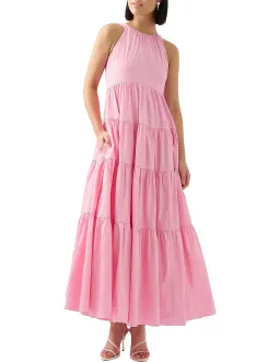 Aje Marguerite Tie Back Cotton Maxi Dress Pink Size 8 for rent on The Volte - image 1