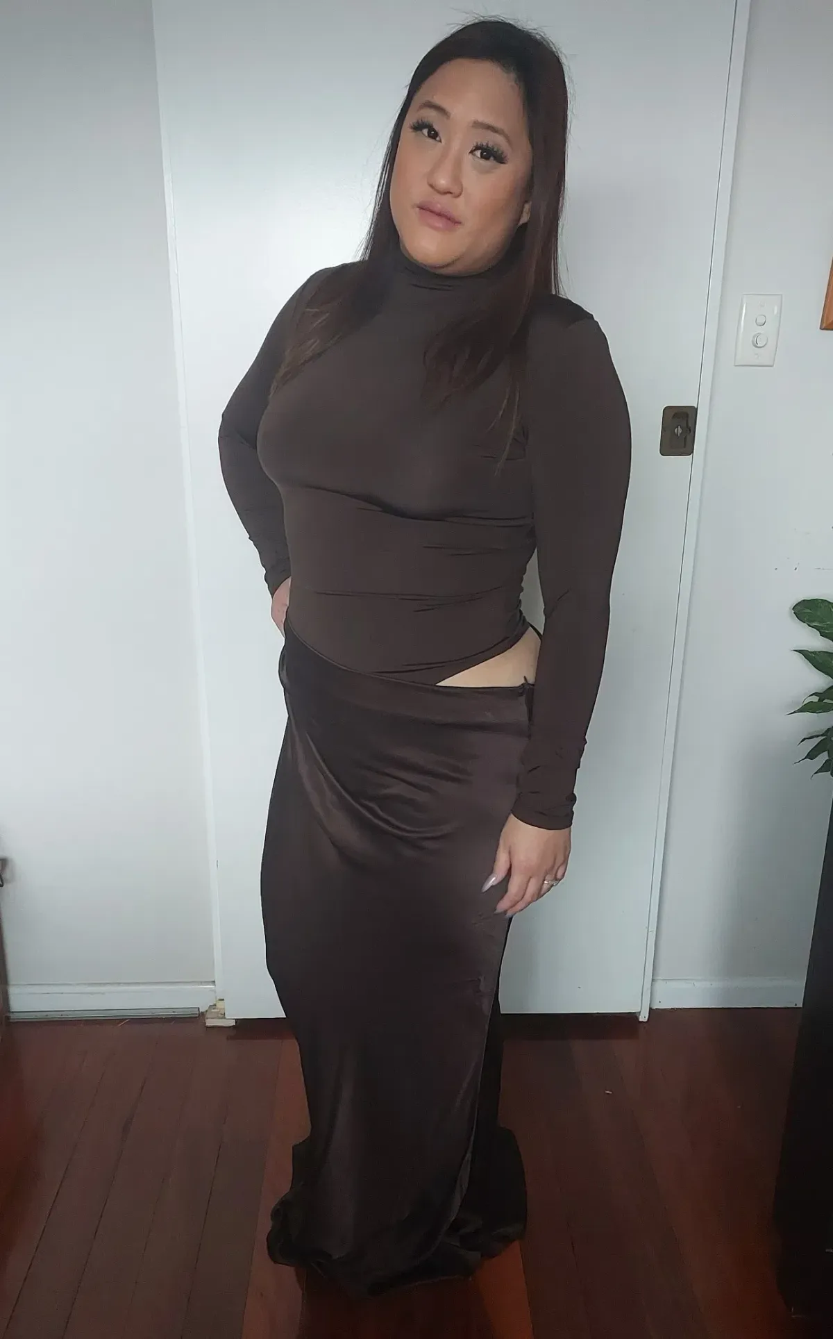 Henne Soraia Long Sleeve Dress in Chocolate Size 14 - Image 2