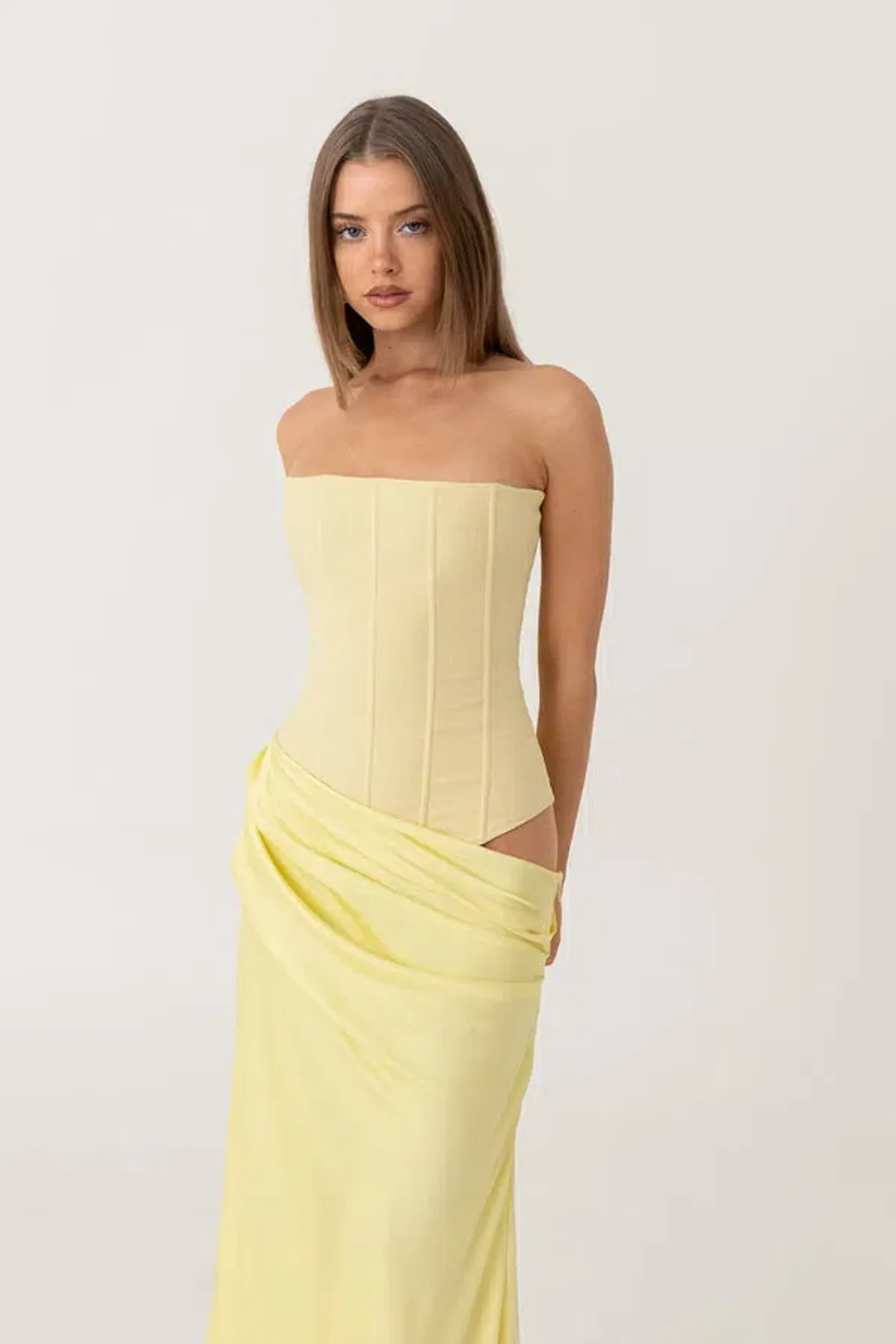 HNTR The Label Huxley Maxi Gown Lemon Size 6 - Image 4
