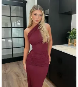 Entire Studios Pillar Ruched Maxi Dress Ruby Size 8 for rent on The Volte - image 2