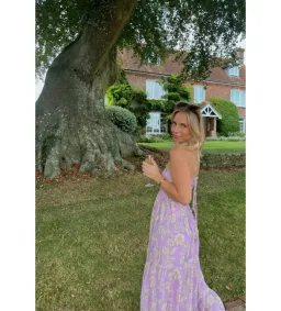 Kivari Elzette Tiered Midi Dress Lilac Floral Size 10 for rent on The Volte - image 2