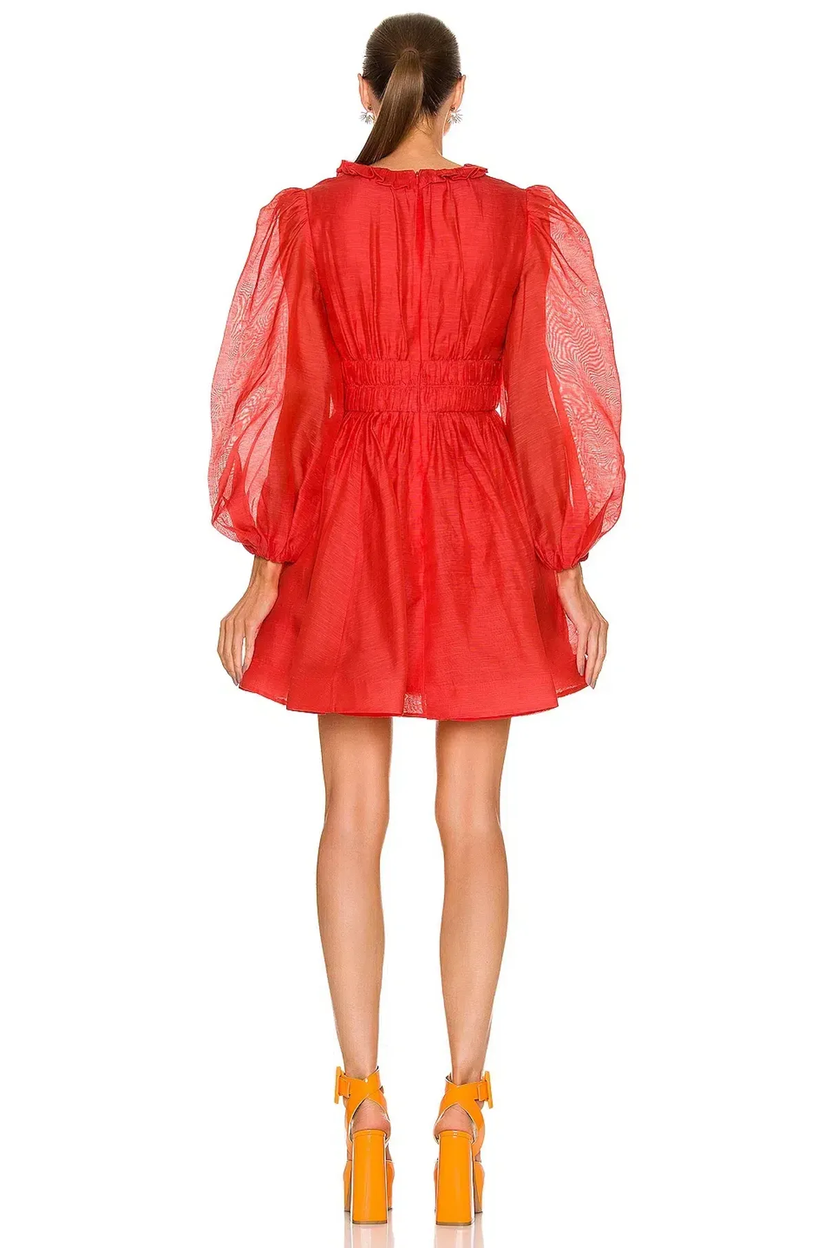 Zimmermann Prima Frill V Neck Mini Dress Red Size AU 12 - Image 3