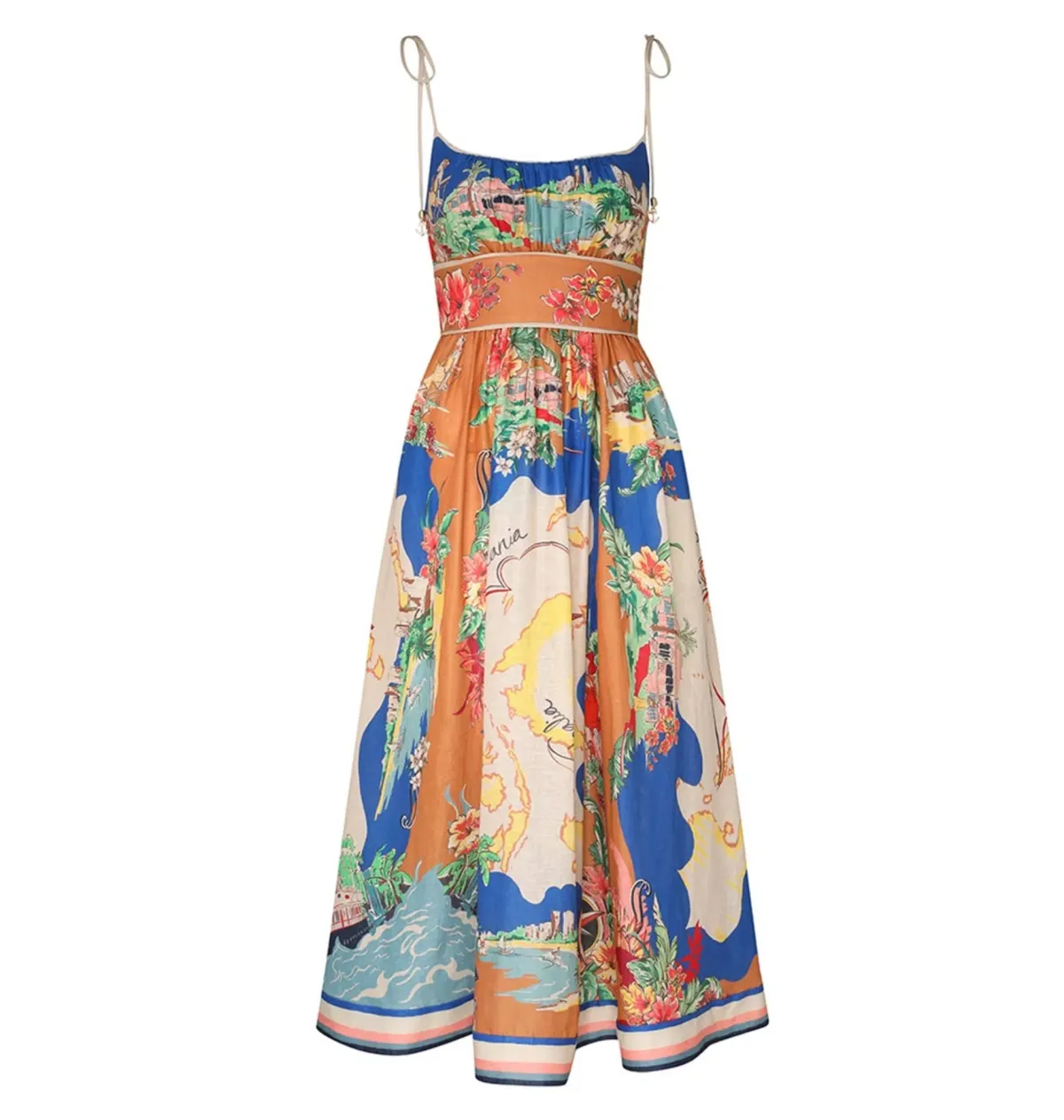 Zimmermann Alight Picnic Midi Dress Nautical Map Print  Size 2 / AU 12 - Image 4