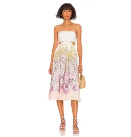 Zimmermann Jude Scallop Midi Dress Peach Gradient Floral Size 2 / AU 12 for rent on The Volte - image 1