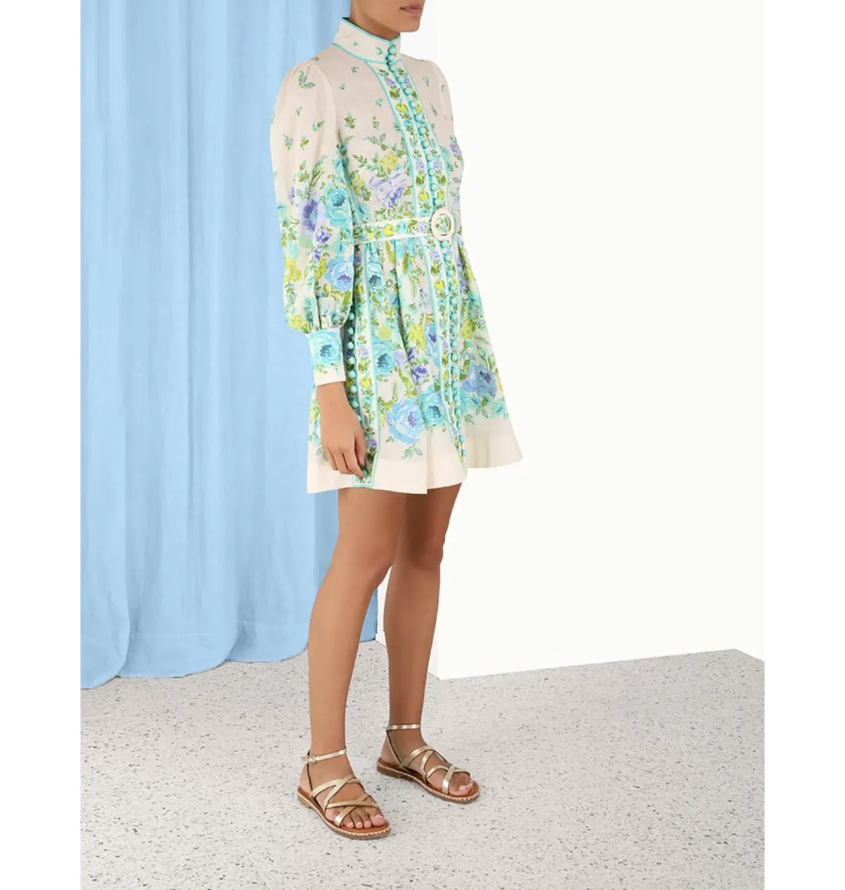 Zimmermann Raie Buttoned Mini Dress Floral Size 3 / AU 14 - Image 2