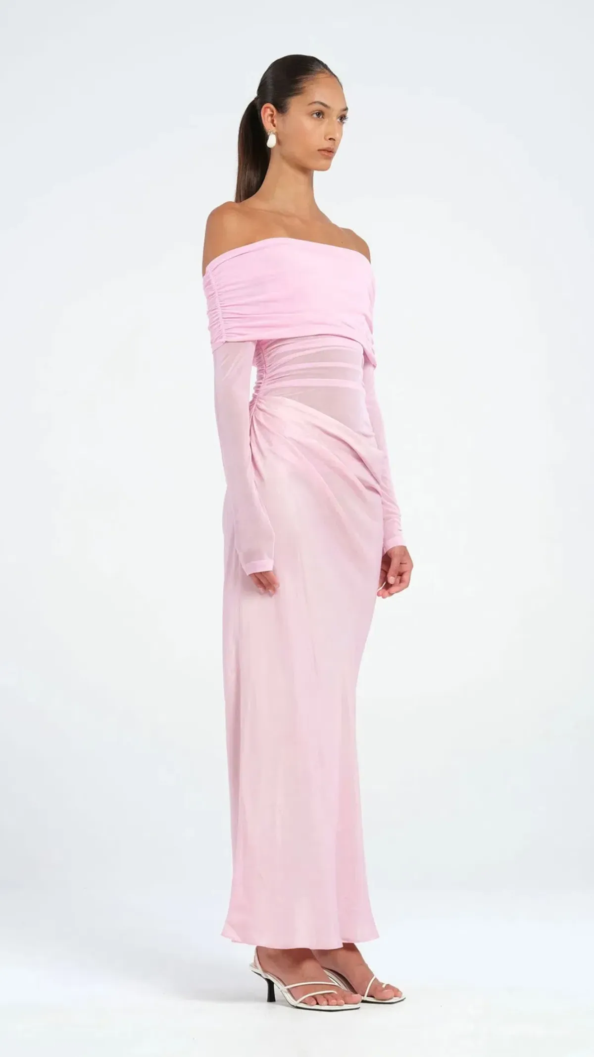 Benni Yasmin Off Shoulder Maxi Dress Baby Pink Size 10 - Image 2