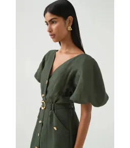 Aje Paloma Utility Midi Dress Midnight Green Size 10 for rent on The Volte - image 4