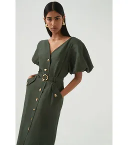 Aje Paloma Utility Midi Dress Midnight Green Size 10 for rent on The Volte - image 3