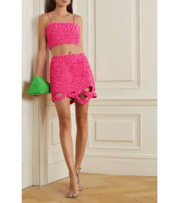 Aje Catara Skirt And Evelyn Crop Rouge Set Sequin Pink Size AU 8 for rent on The Volte - image 1