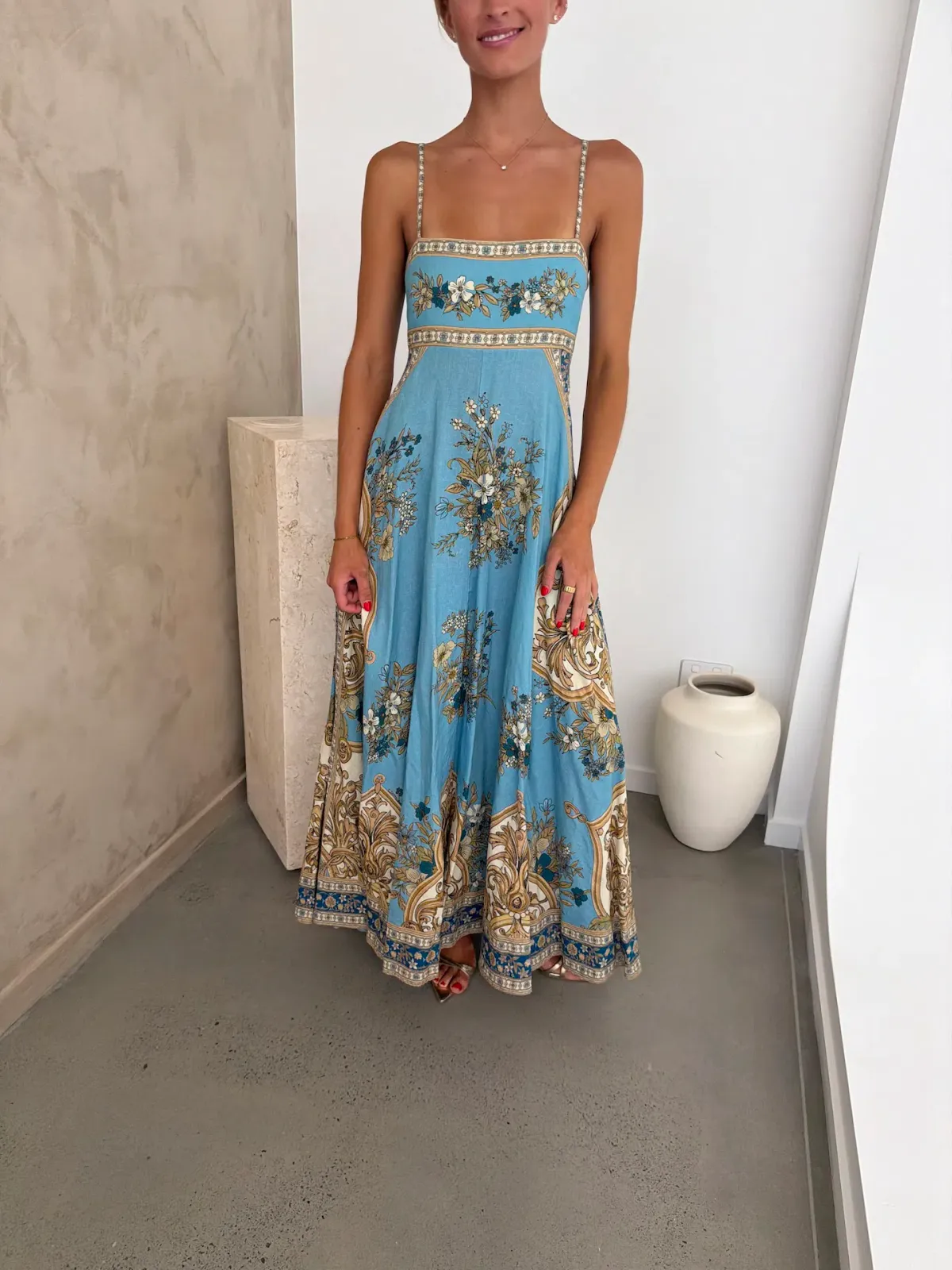 Alemais La Sirena Exclusive Cassie Sundress Maxi Dress Print Size 10 - Image 3