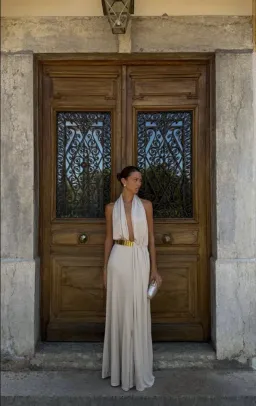 Ance Gria Odette Full Length Gown in Stone Size 8 for rent on The Volte - image 6