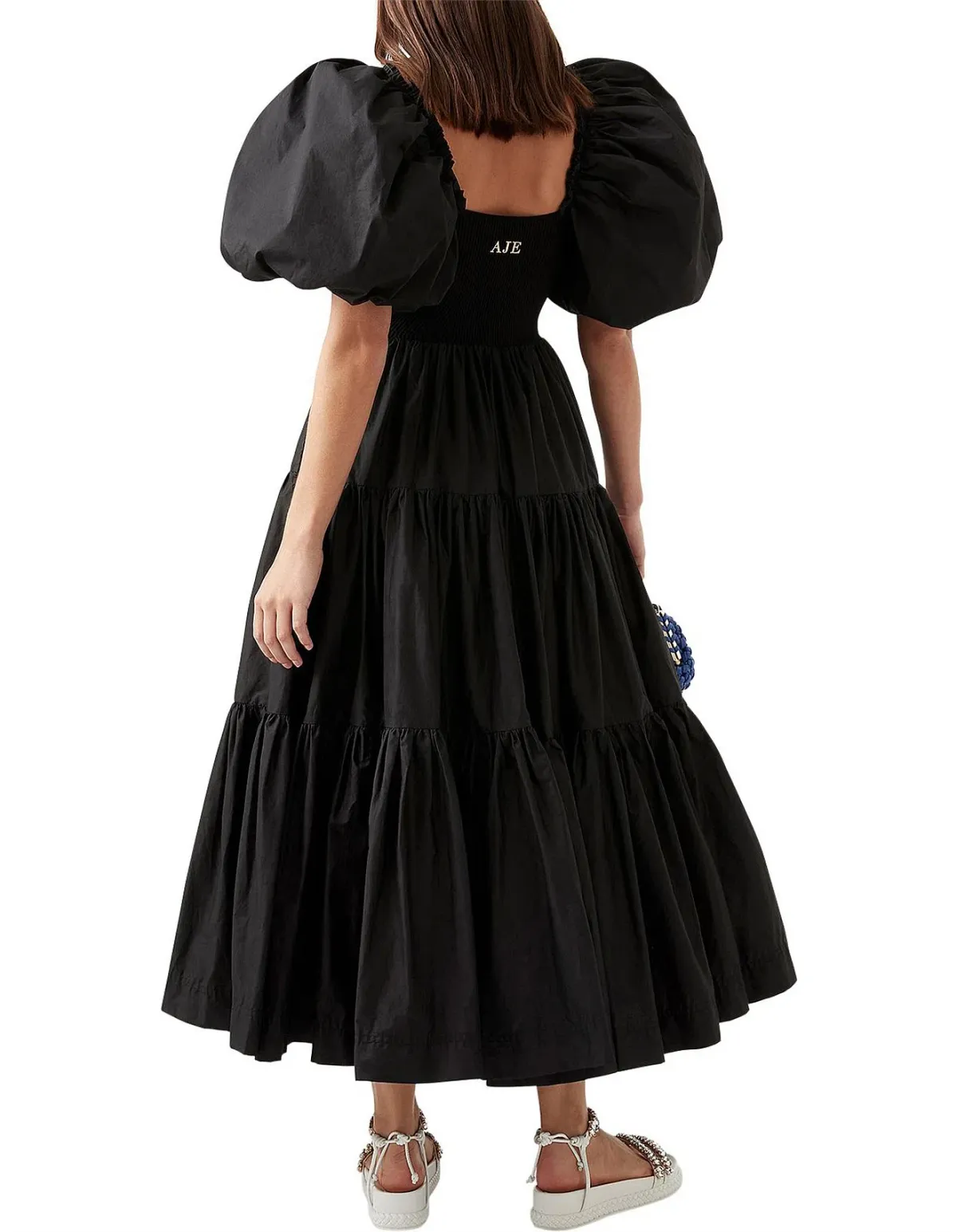 Aje Casa Puff Sleeve Midi Dress Black Size 6 - Image 2