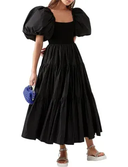 Aje Casa Puff Sleeve Midi Dress Black Size 6 for rent on The Volte - image 1