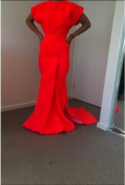 Maticevski fascinate longline skirt and authentic T shirt set fluro orange size 8  for rent on The Volte - image 1