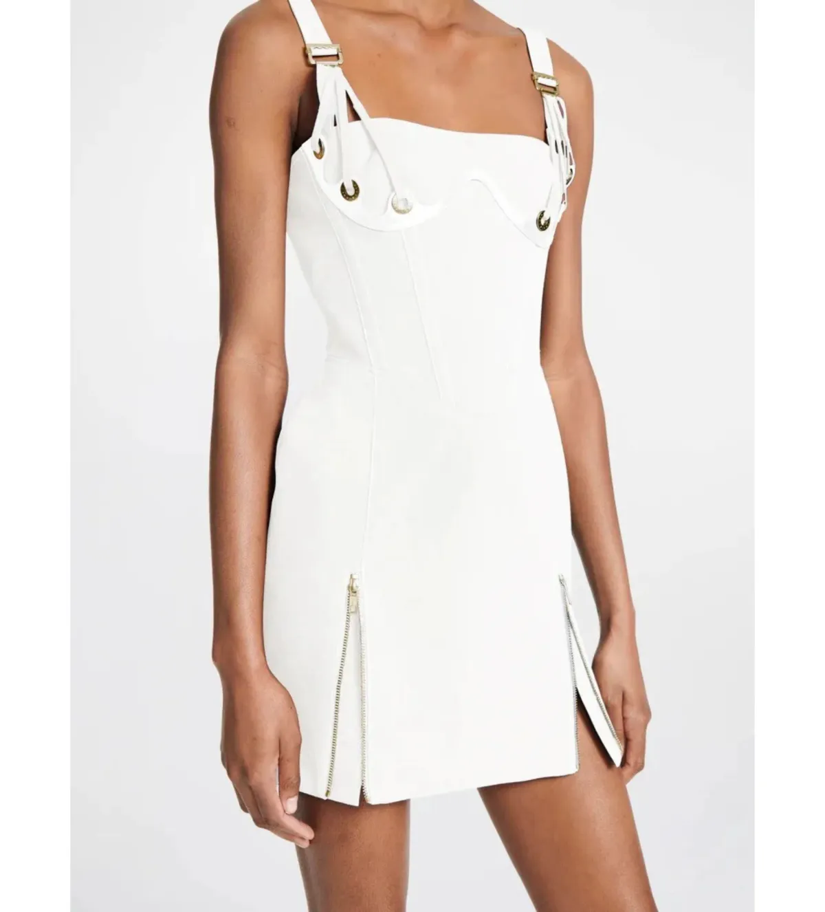 Dion Lee Fan Laced Mini Dress Ivory Size AU 4 - Image 4