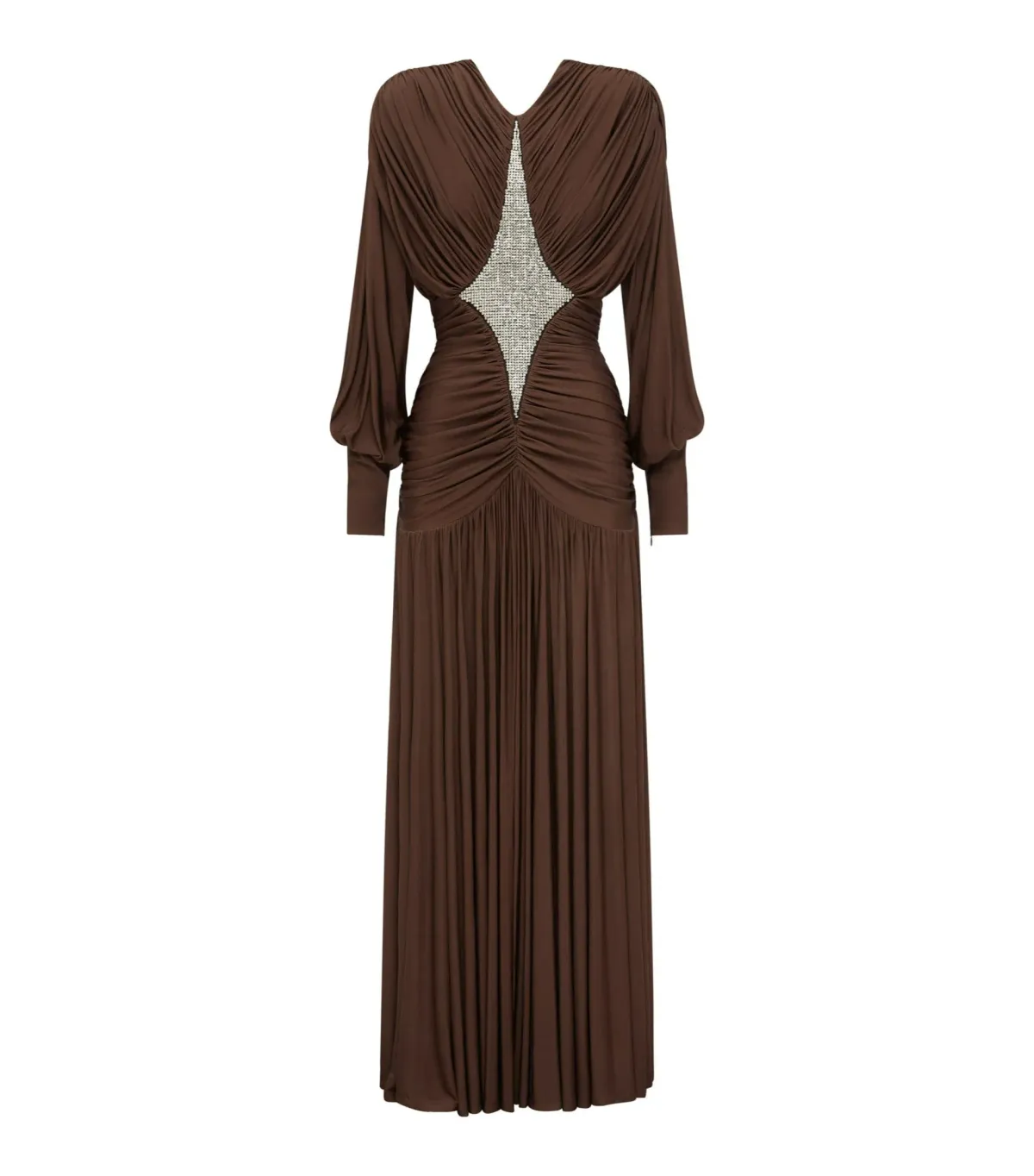 Alemais Silvio Ruched Maxi Dress Brown Size AU 6 - Image 4