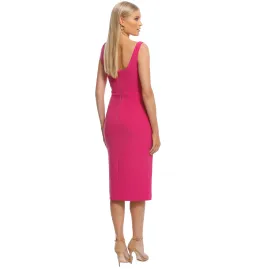 NEW Rebecca Vallance Delilah Fuchsia Pink Midi Bow Dress Size 6 for rent on The Volte - image 3