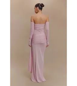 MESHKI Ingrid Metallic Knit Maxi Dress Baby Pink Size M / Size AU 10 for rent on The Volte - image 2