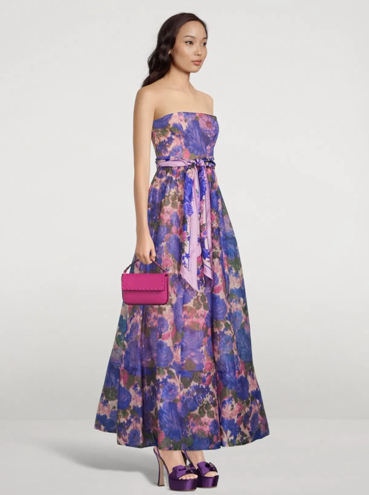 Zimmermann High Tide Strapless Maxi Dress Purple Ikat Floral Size 1 / AU 10 - Image 2