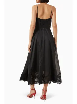 Zimmermann Hypnotic Lace Trim Midi Gown in Black Size 2 / AU 12 for rent on The Volte - image 3