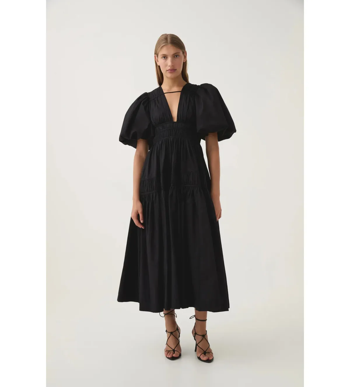 Aje Fallingwater Ruched Midi Dress in Black Size S / AU 8 - Image 1