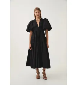 Aje Fallingwater Ruched Midi Dress in Black Size S / AU 8 for rent on The Volte - image 1