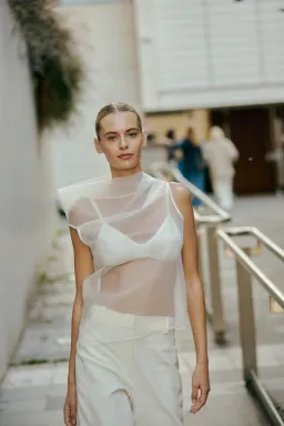 Bianca Spender Cream Organza Cezanne Top Size 10/M for rent on The Volte - image 9