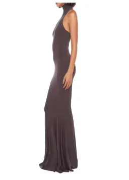 Norma Kamali Halter Turtle Fishtail Gown Brown Size 8 for rent on The Volte - image 2