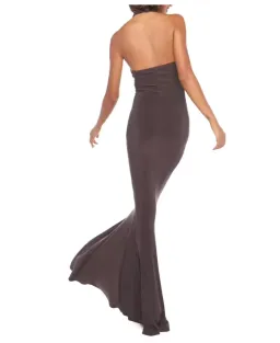 Norma Kamali Halter Turtle Fishtail Gown Brown Size 8 for rent on The Volte - image 6