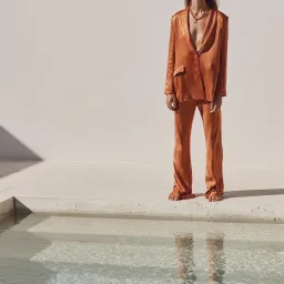 DISSH Kiah Satin Blazer Two-Piece Suit Orange Size 10 for rent on The Volte - image 1