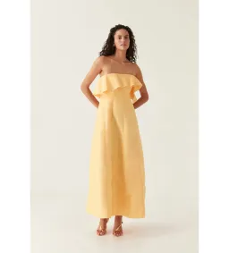 Aje Shallows Strapless Gown Marigold Yellow Size AU 10 for rent on The Volte - image 2