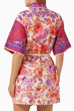 Zimmermann Raie Trimmed Shirt Dress Multi Size 14 for rent on The Volte - image 3