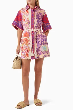 Zimmermann Raie Trimmed Shirt Dress Multi Size 14 for rent on The Volte - image 2