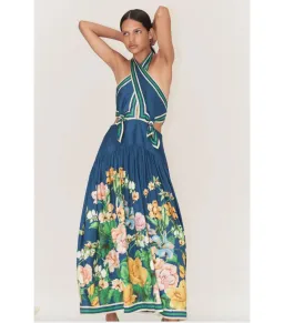 Alemais Lyla Halter Midi Dress Blue Size AU 12 for rent on The Volte - image 3