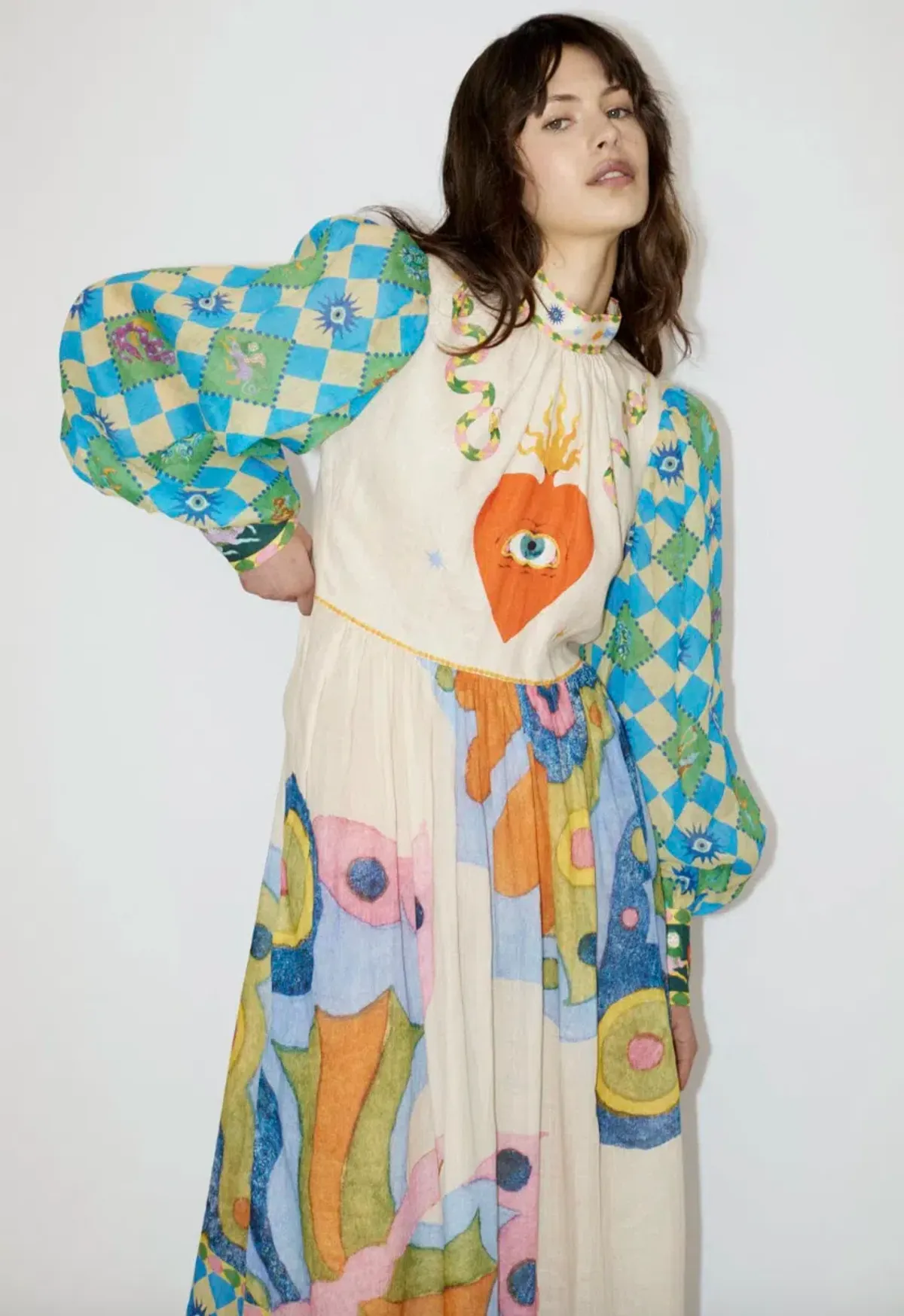 Alemais Lou Balloon Sleeve Midi Dress Multi Size AU 12  - Image 4