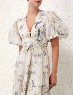 Zimmermann Pleated Midi Dress Blue Birds Size 3 AU 14 for rent on The Volte - image 3
