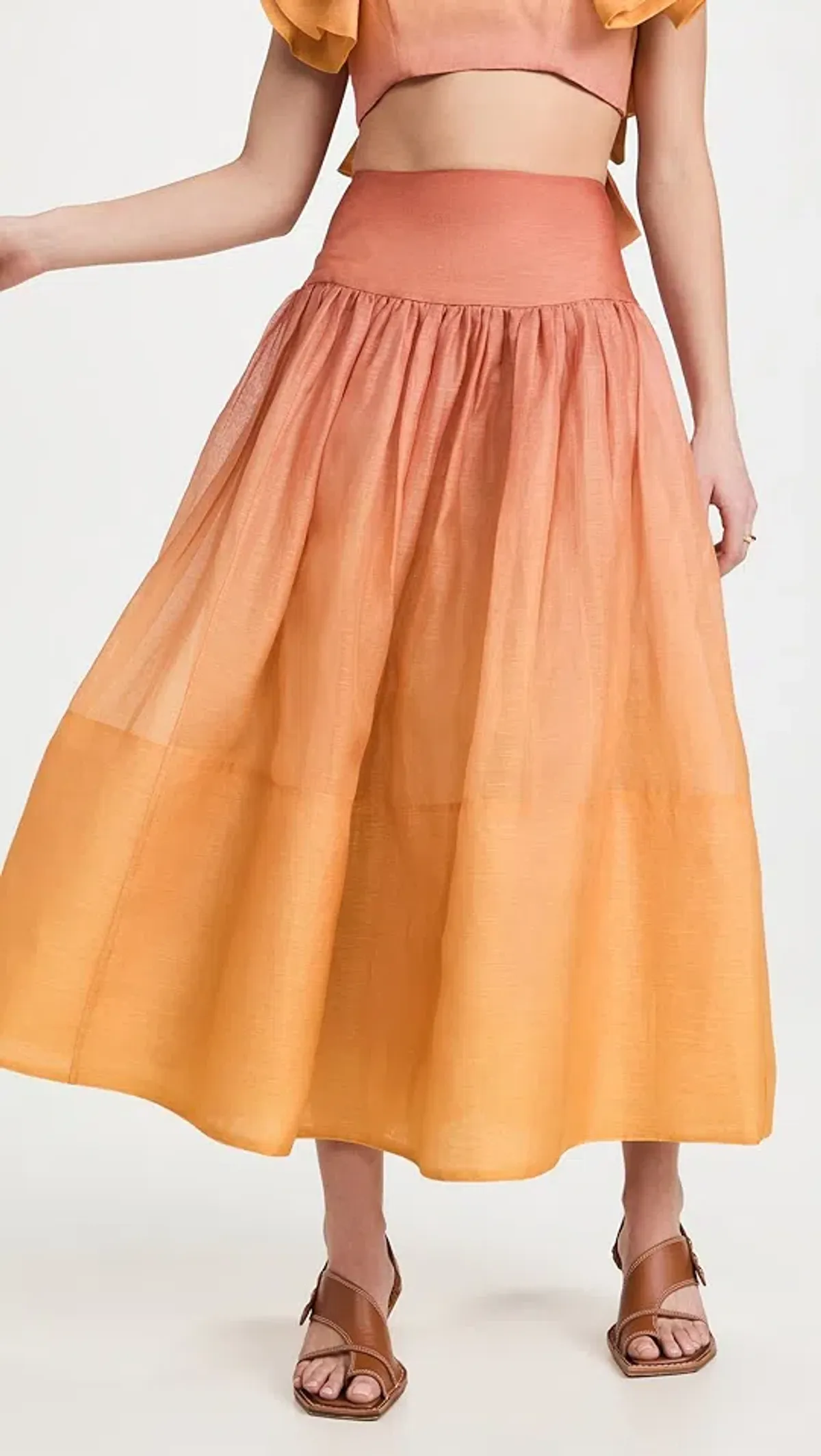 Zimmermann Postcard Ruffle Bodice and Maxi Skirt Set Orange Size AU 12 - Image 2