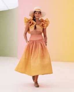 Zimmermann Postcard Ruffle Bodice and Maxi Skirt Set Orange Size AU 12 for rent on The Volte - image 4