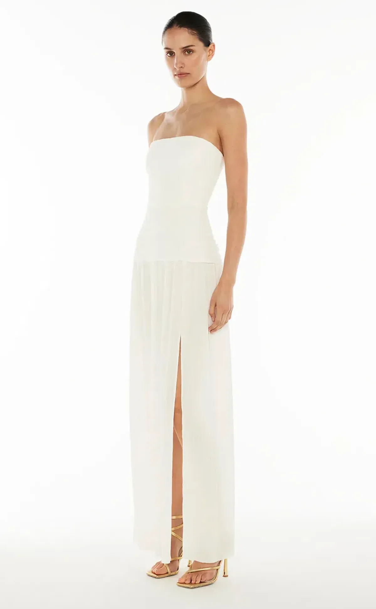 Manning Cartell Double Time Pleat Strapless Maxi Dress White Size 8 - Image 1