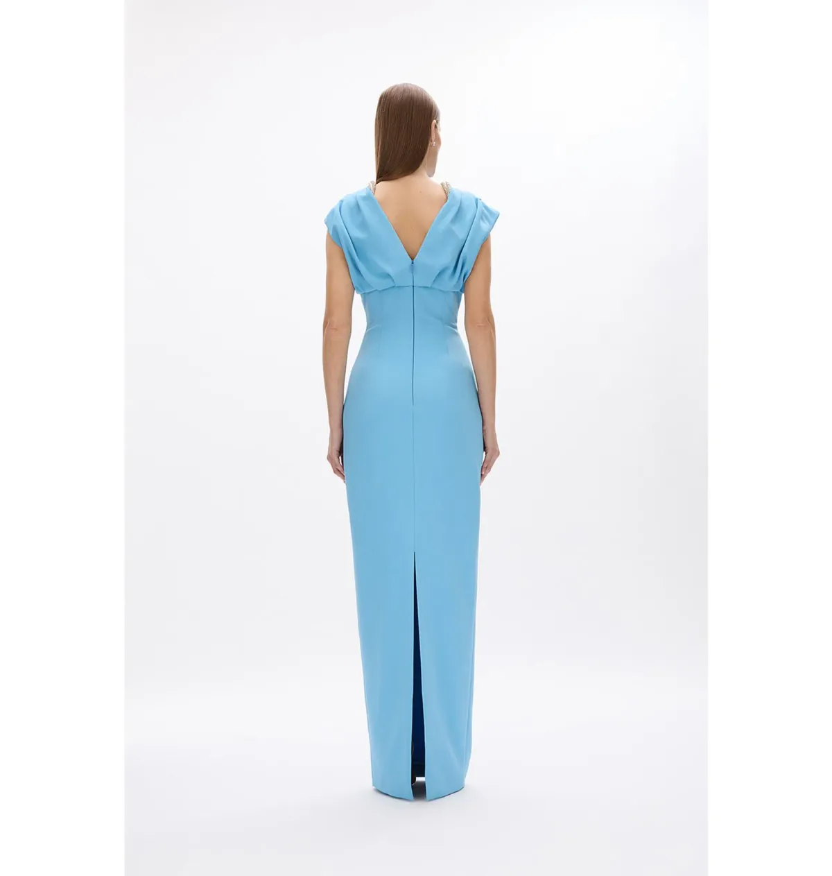 Rachel Gilbert Orion Trim Gown Blue Size 8/1 - Image 3