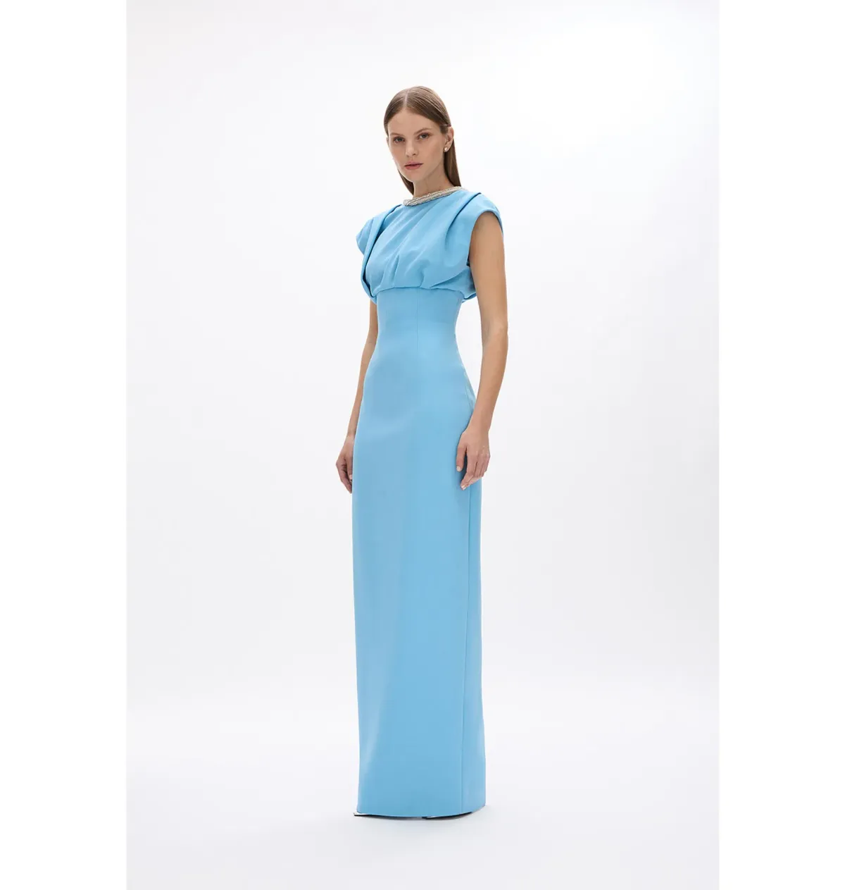 Rachel Gilbert Orion Trim Gown Blue Size 8/1 - Image 2