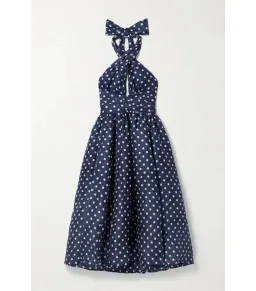 Zimmermann High Tide Halter Midi Dress Navy/Cream Dot Size 2 / AU 12 for rent on The Volte - image 3
