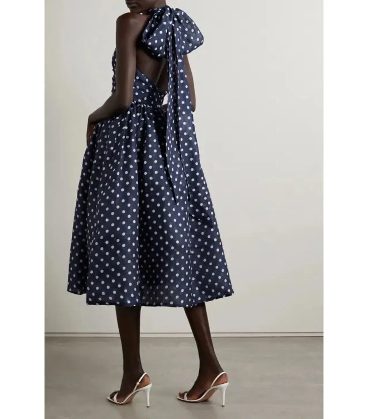 Zimmermann High Tide Halter Midi Dress Navy/Cream Dot Size 2 / AU 12 - Image 2