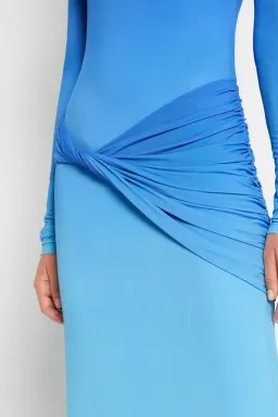Sass & Bide Life Form Jersey Maxi Gown in Ombre Blue Size 10 for rent on The Volte - image 2