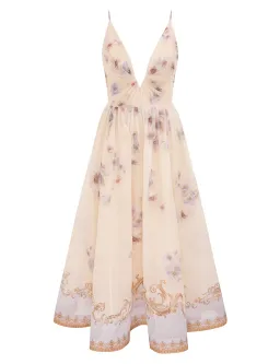 Zimmermann Hypnotic V Neck Midi Dress in Blue Floral Size 1 / AU 10 for rent on The Volte - image 1