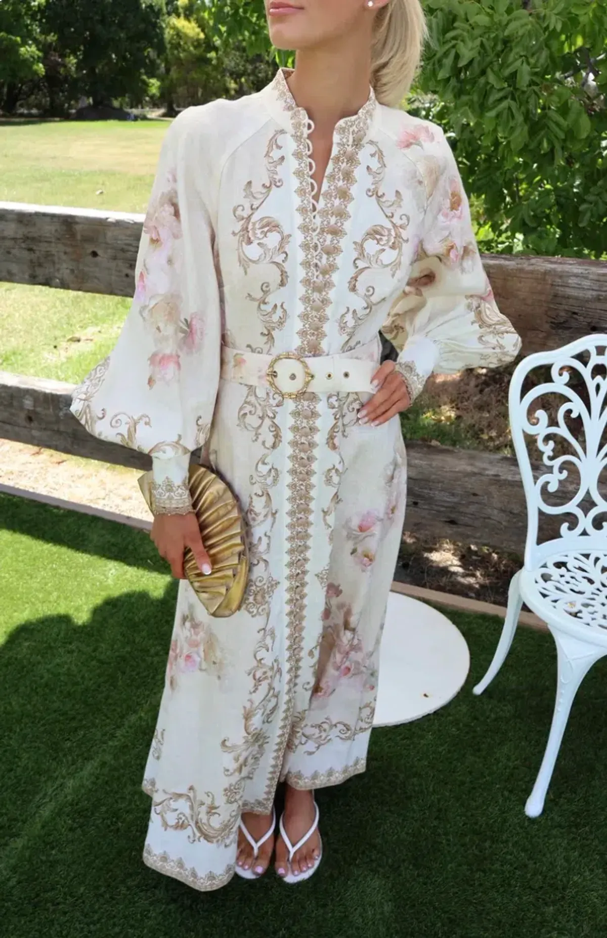 Zimmernmann Hypnotic Buttoned Midi Dress Cream Peony - Image 6