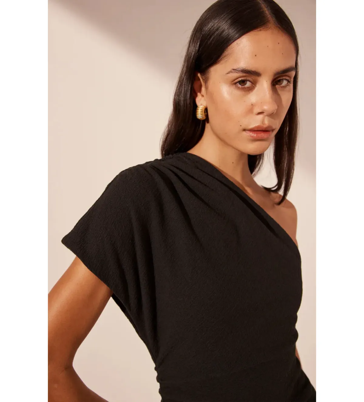 Shona Joy Beau Asymmetrical Midi Dress Black Size 12 - Image 2