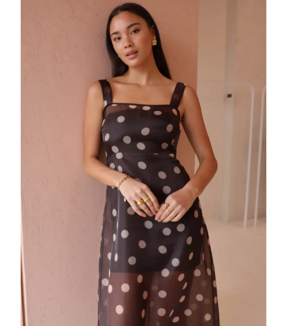 By Nicola Goldie Maxi Dress Chocolate Polka Size AU 8 - Image 3
