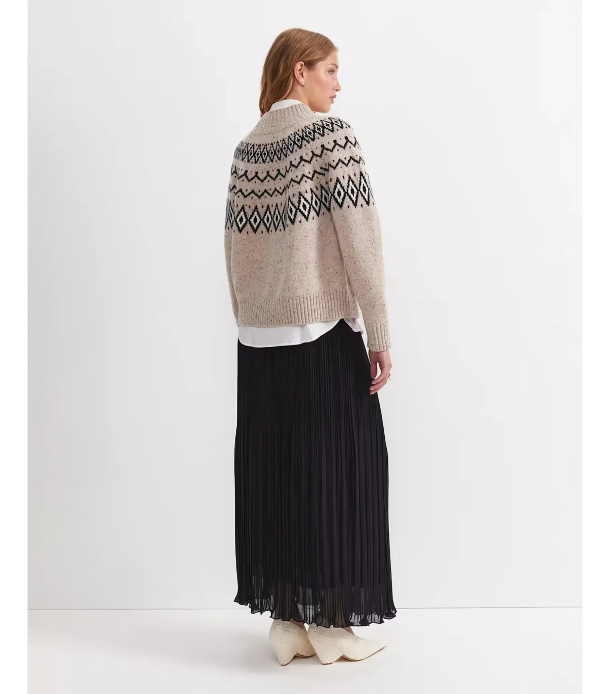 Sportscraft Sunflower Fair Isle Wool Sweater Oatmeal Size  - Image 3